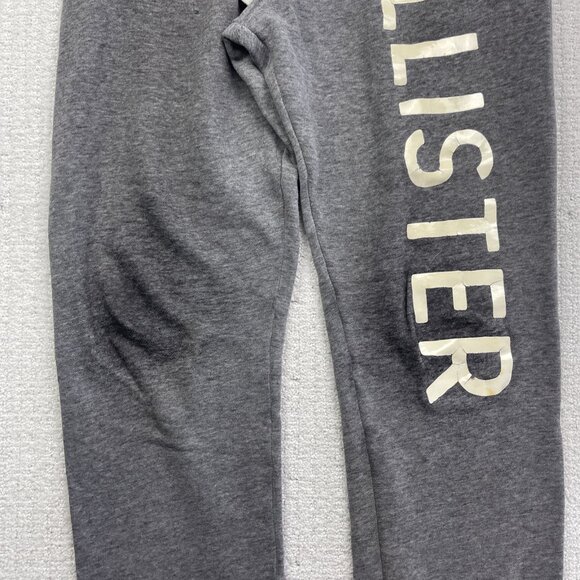 Hollister Pants Mens Medium Grey Sellout Logo Print Joggers Sweatpants Read - Picture 3 of 12